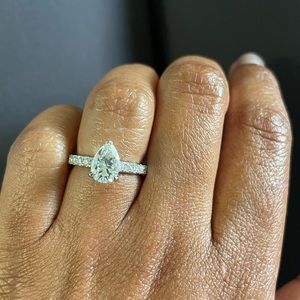 2ct Moissanite Pear Shape Sterling Silver Ring